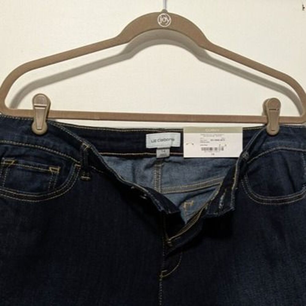 Liz Claiborne Dark Blue Denim Women's Curvy Fit Skinny Leg Jeans sz. 14 - Picture 4 of 4